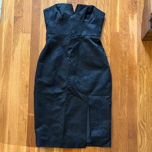 Collection strapless sheath dress in leaflet jacquard